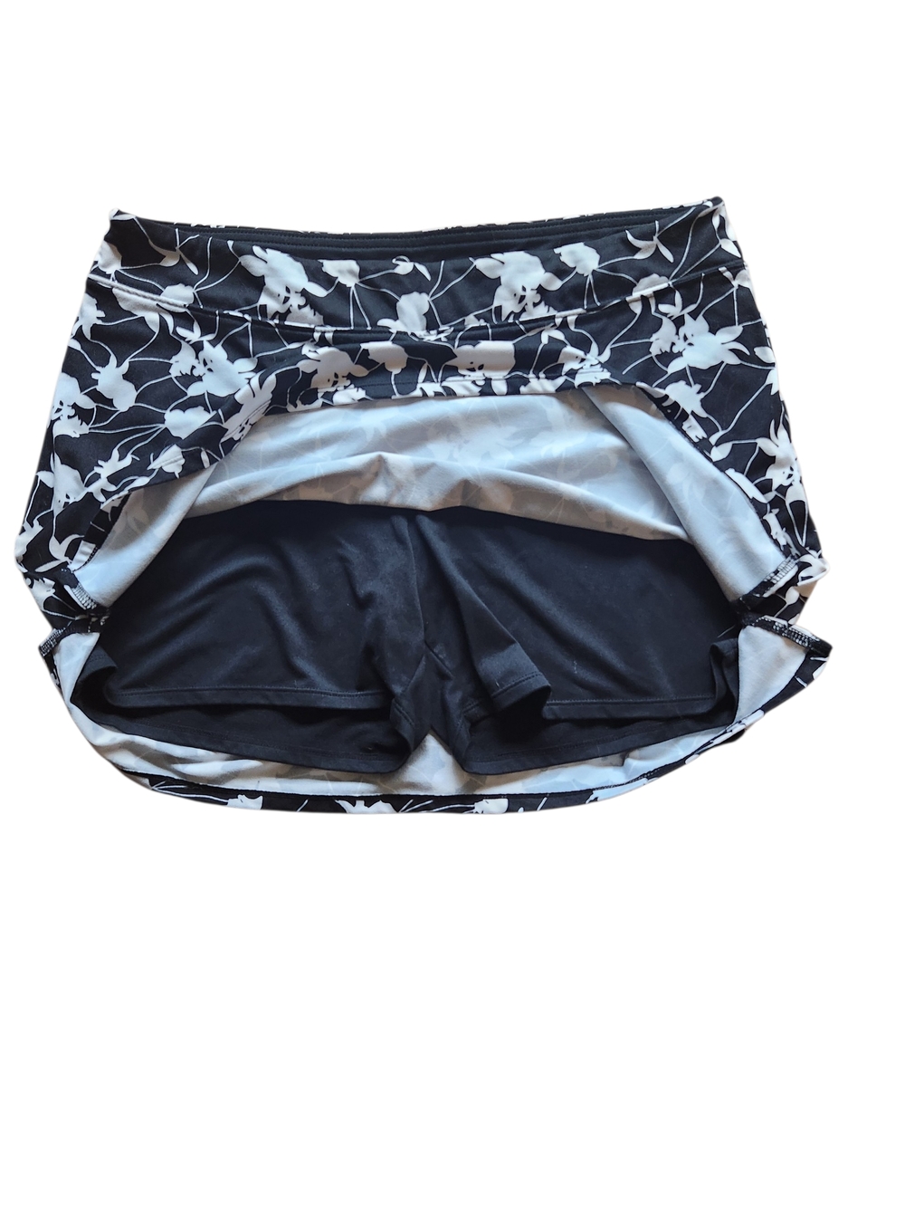 B2G1 FREE! Black & White Floral A-Line Skort - Picture 2 of 3